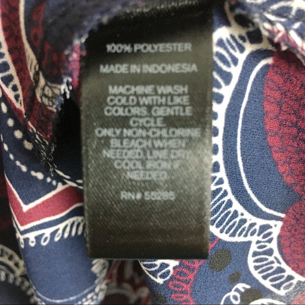 New Express Dark Blue & Burgundy Cloud Tunic Top M - Picture 6 of 7